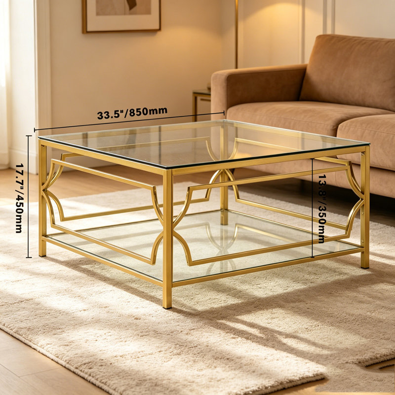 33.5" Square Glass Coffee Table