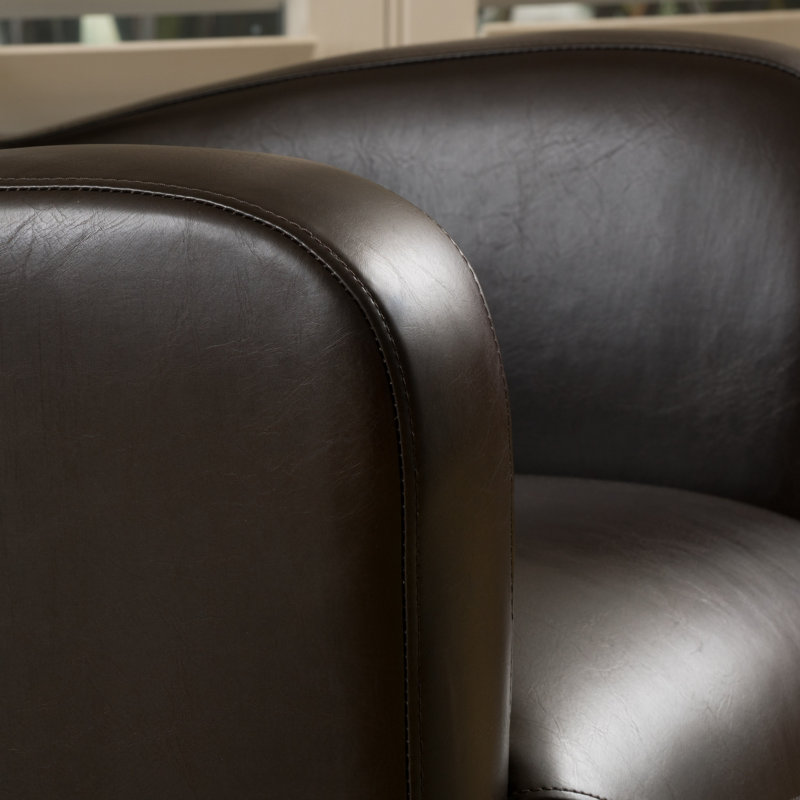 Minne Faux Leather Swivel Armchair, Brown Faux leather
