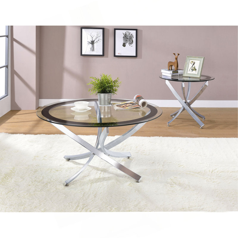Ensemble de table basse et de table d'appoint 2 pièces Connors, Chrome