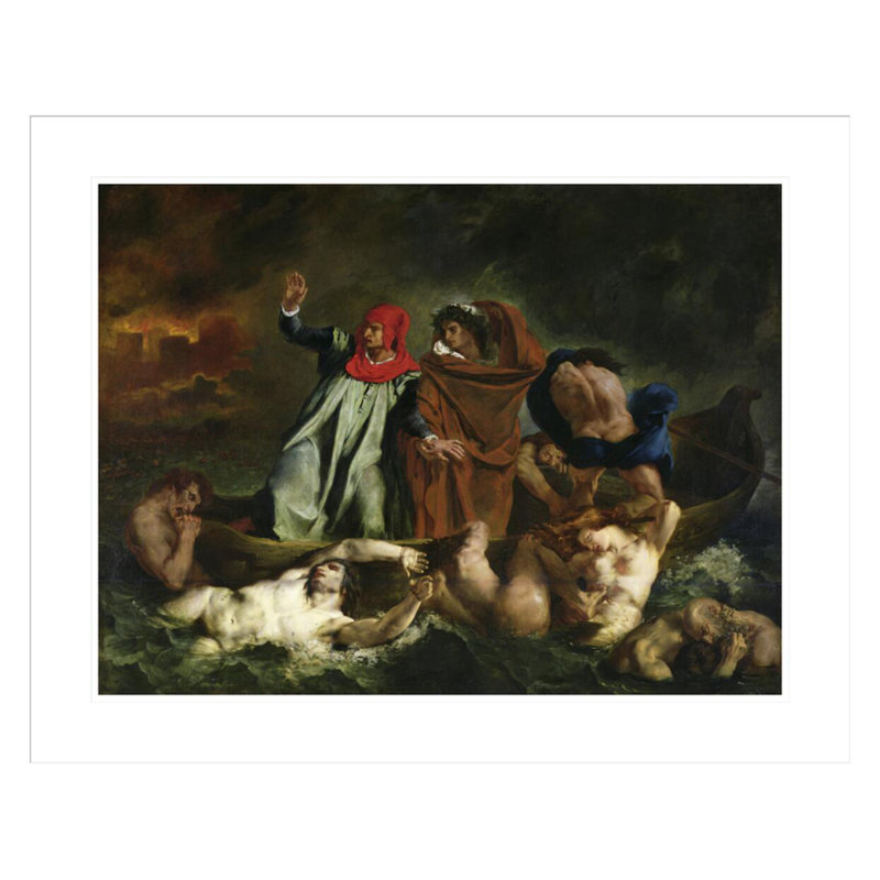 Dante (1265-1321) et Virgile (70-19 av.J.-C.) dans les Enfers par Eugène Delacroix, H 23,5 po x l 29,23 po