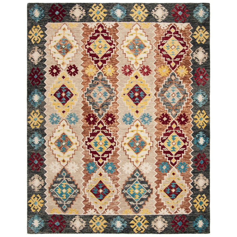 Popp Hand Tufted Wool Southwestern Rug, Rectangle 8' x 10'