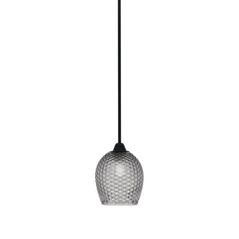 Mini-luminaire suspendu en verre 7,5 po Mukkesh, Noir, Noir mat
