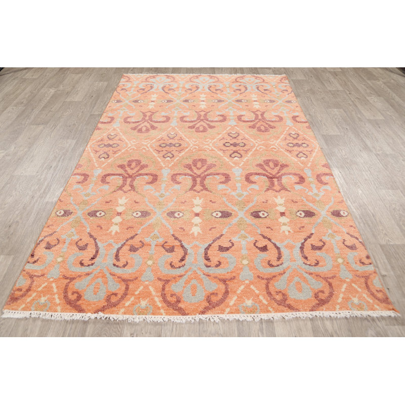 Tapis unique en laine noué à la main pêche nouvel âge marocain de 5 pi 2 po x 7 pi 11 po