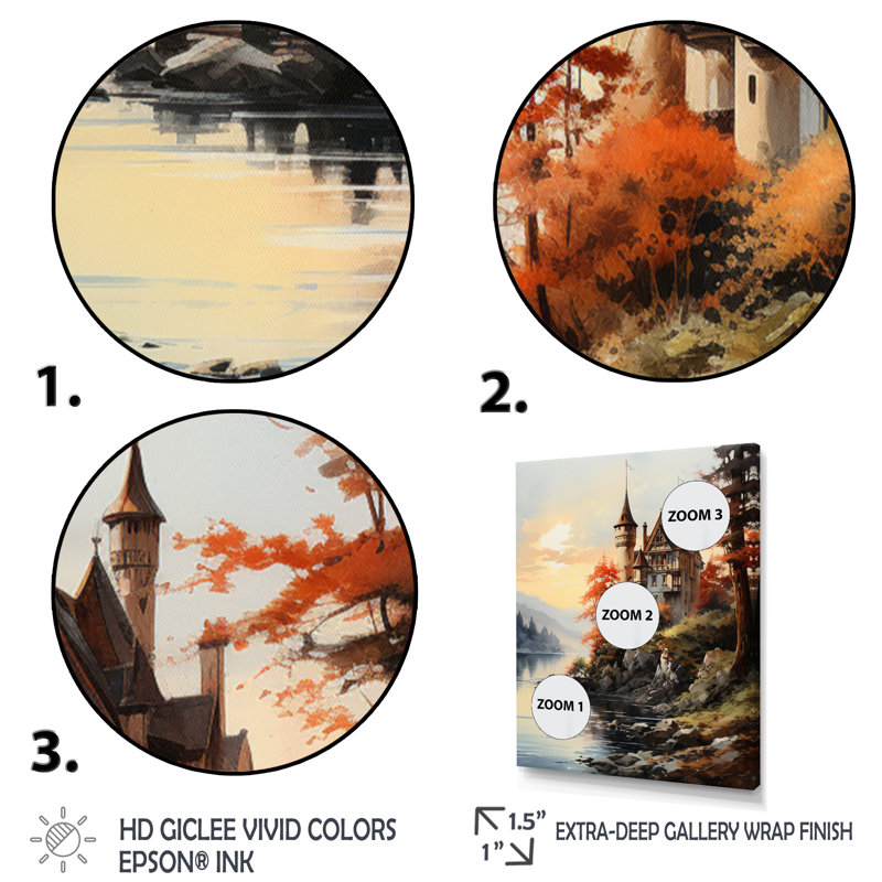 «Castles Serenity At Sunrise» sur impression sur toile, Encadrement doré, H 32 po x l 24 po x P 1 po