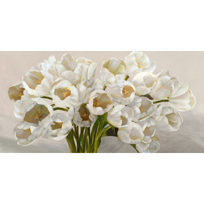 White Tulips 1 Piece Wrapped Canvas Painting