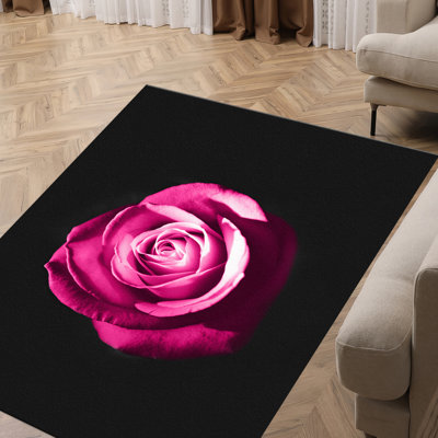 Floral Symphony Soft Non Woven Printed Rug Featuring Radiant Red Blossoms on a Cream Background for a Vibrant and Refreshing Addition to Your Home Decor
