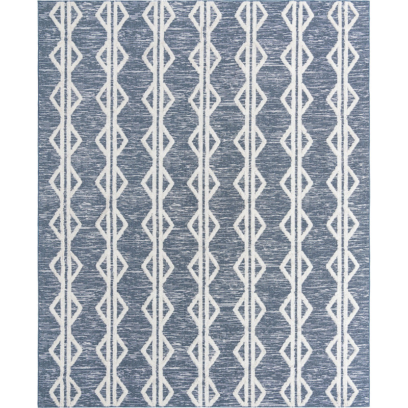 Tapis contemporain Eiryn de couleur bleu marine, Rectangle 9 pi 10 po x 12 pi