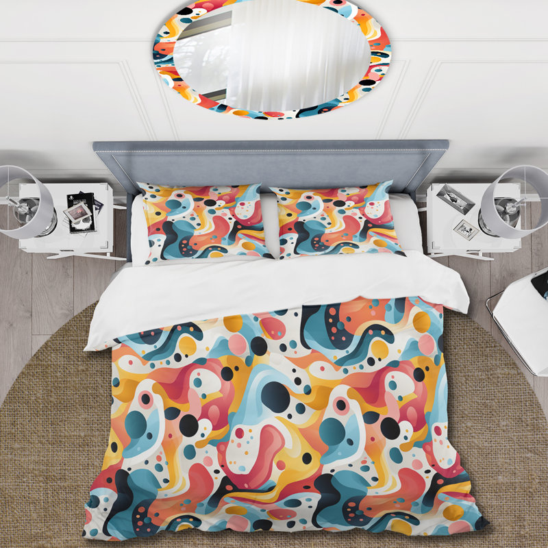 Ensemble de housse de couette coloré en microfibre Playful Mirage, Housse de couette pour très grand lit et 2 très