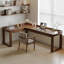 Bureau en bois massif en L noyer clair avec 3 tiroirs-109691593-109691591