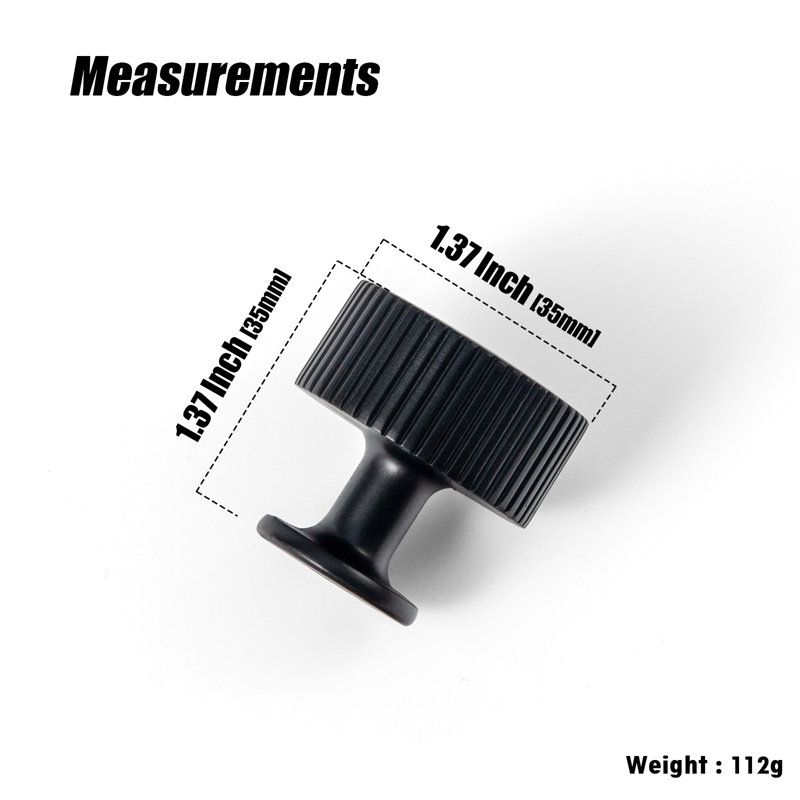 Diamètre du bouton circulaire, 1.37", Noir