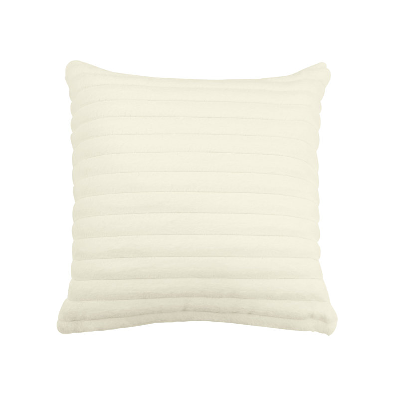 Cream Faux Fur Square Accent Pillow 21"