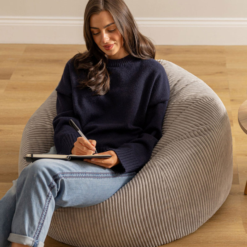 Kingston Corduroy Classic Bean Bag, Grey