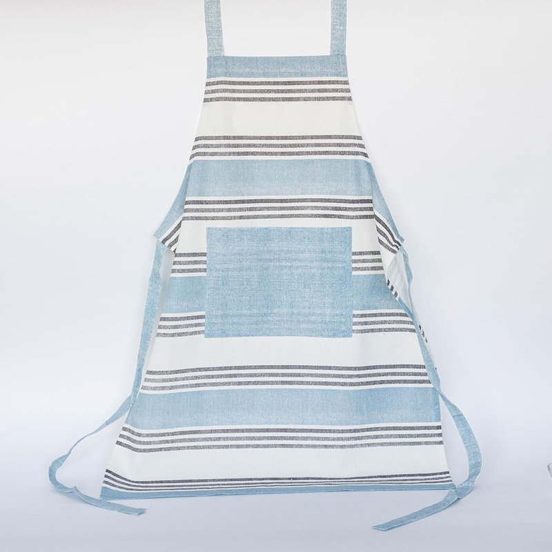 Striped With Front Pocket Apron, Blue/White/Black