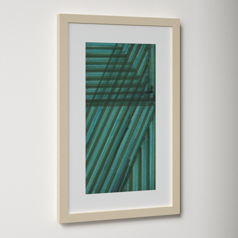 Line Study Blue by Charles Mcmullen, 19.12" H x 12.12" W x 0.88" D, Brown Framed Paper