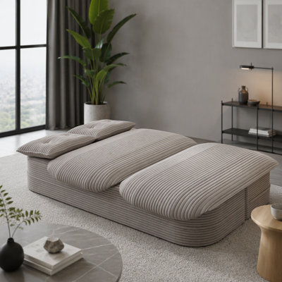 Modern 2-in-1 Foldable Sofa with Functional Blanket and Soft Pillows, Comfortable Plush Corduroy for Living and Bedroom Use