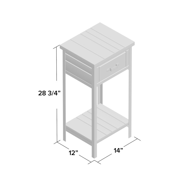 Table de bout en bois massif avec rangement Klem, Bleu
