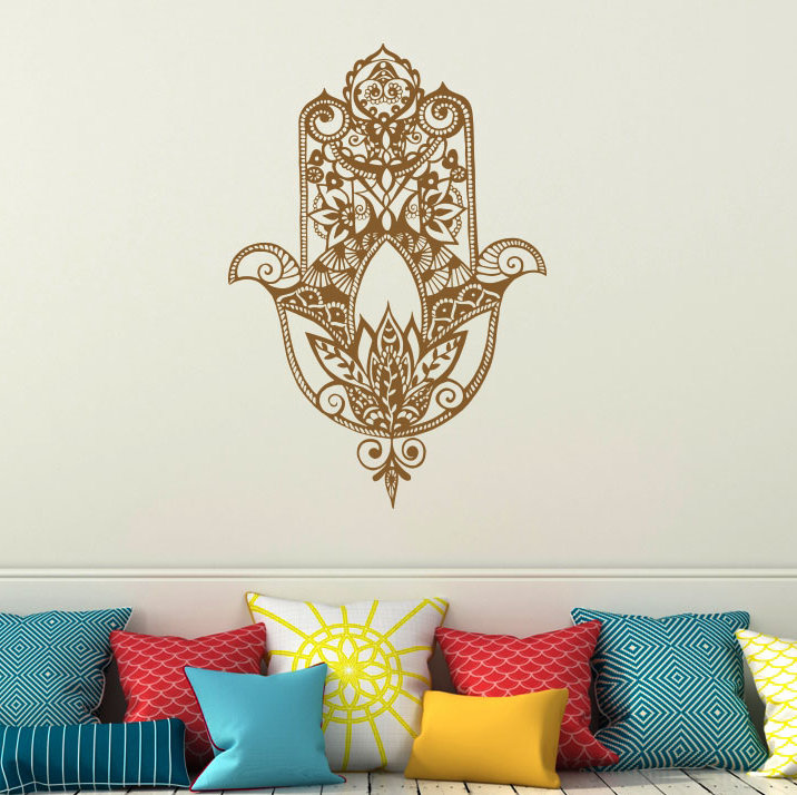Décalcomanie murale main fatima, Brun pâle, H 32 po x l 22 po