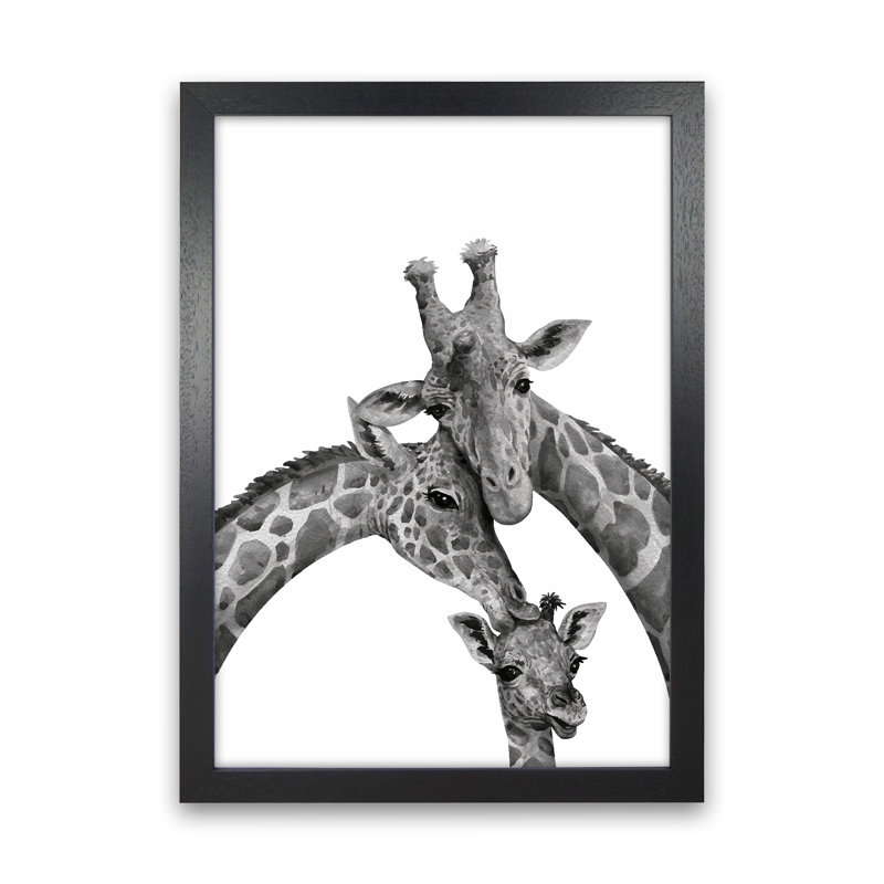 Giraffe Family - Print, Black Framed, 34cm H x 25cm W x 3cm D