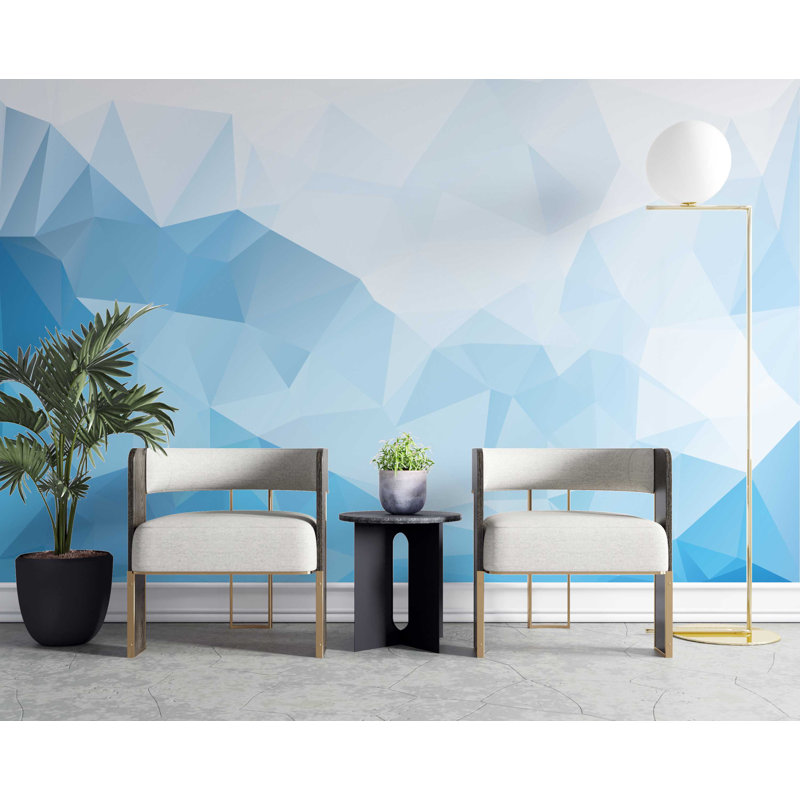 Papier peint bleu à formes géométriques modernes, L 27,96 po x l 39 po