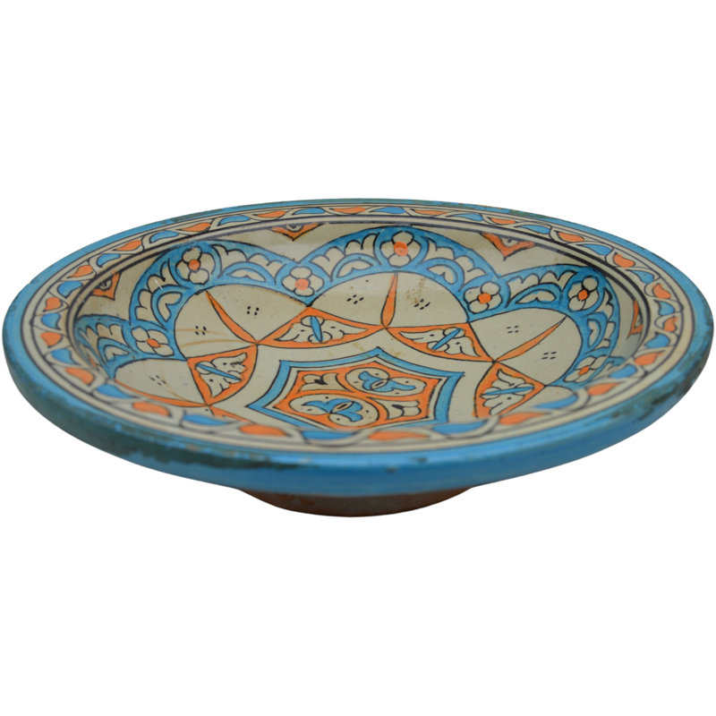 Assiette en céramique Judaica bleu / orange / blanc de la fin du 19e siècle