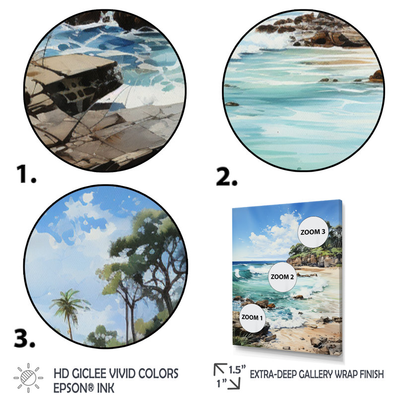 Photo de plage, paradis tropical IV - Nautique et plage, impressions sur toile, H 20 po x l 12 po x P 1 po