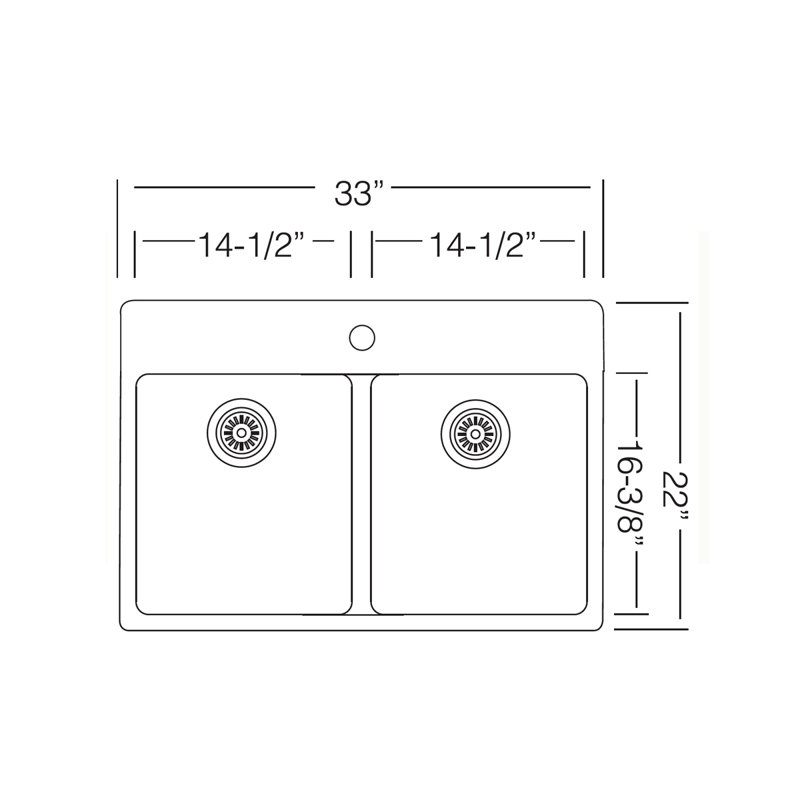 33" Double Even Bowl Topmount Crystagranite Sink White