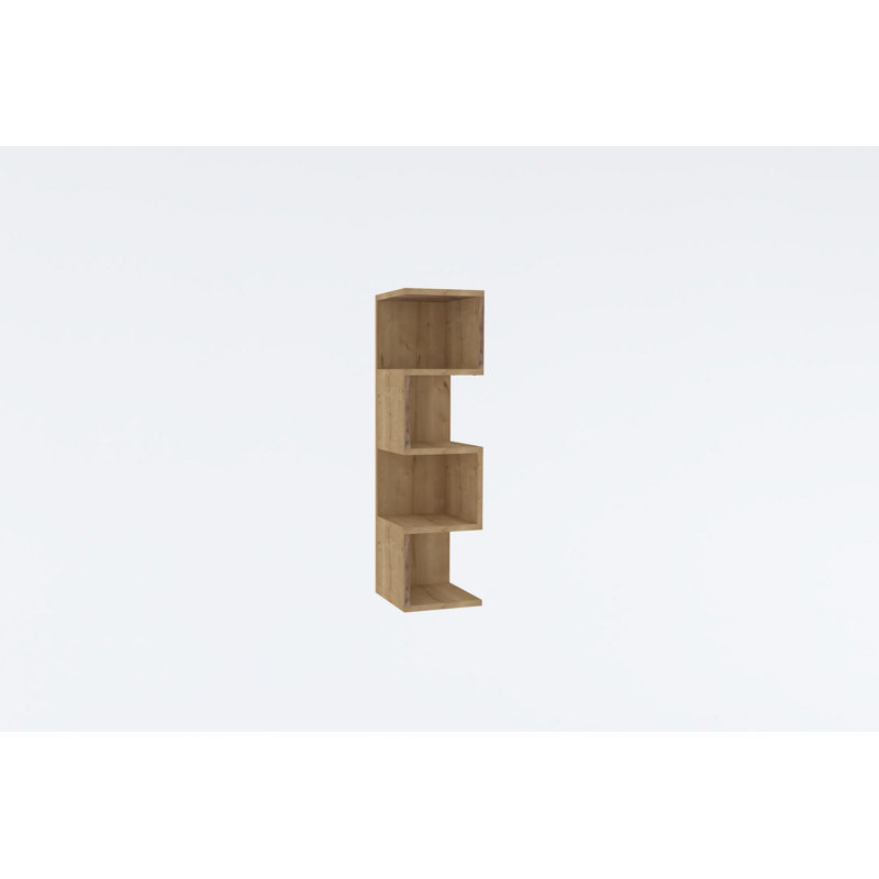 Modern Sapphire Oak Bookshelf, 9.8 x 37.4 x 10.6 inches | 100% Melamine Coated Particle Board, Thickness: 0.7 inches | Wall-Mountable Design, Perfect for Home or Office, Stylish & Functional Storage Solution