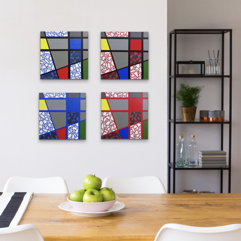 Mosaic Color Grid-Cobalt Blue On Black Painting by Eddie Bruckner