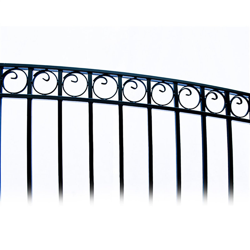 Classic Black Wrought Iron Style Dual Swing Driveway Gate