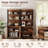 2 PCS Modern 72" Tall Bookcases With Glass Doors And Adjustable Shelves, Library Book Shelf With Storage Cabinet And Open Book Shelfs, Wood Bookshelves For Home Office, Living Room, Brown-594137676-594137667-594137666