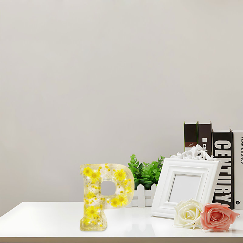 Flower Night Light Flower Letter Resin Home Decoration Gift
