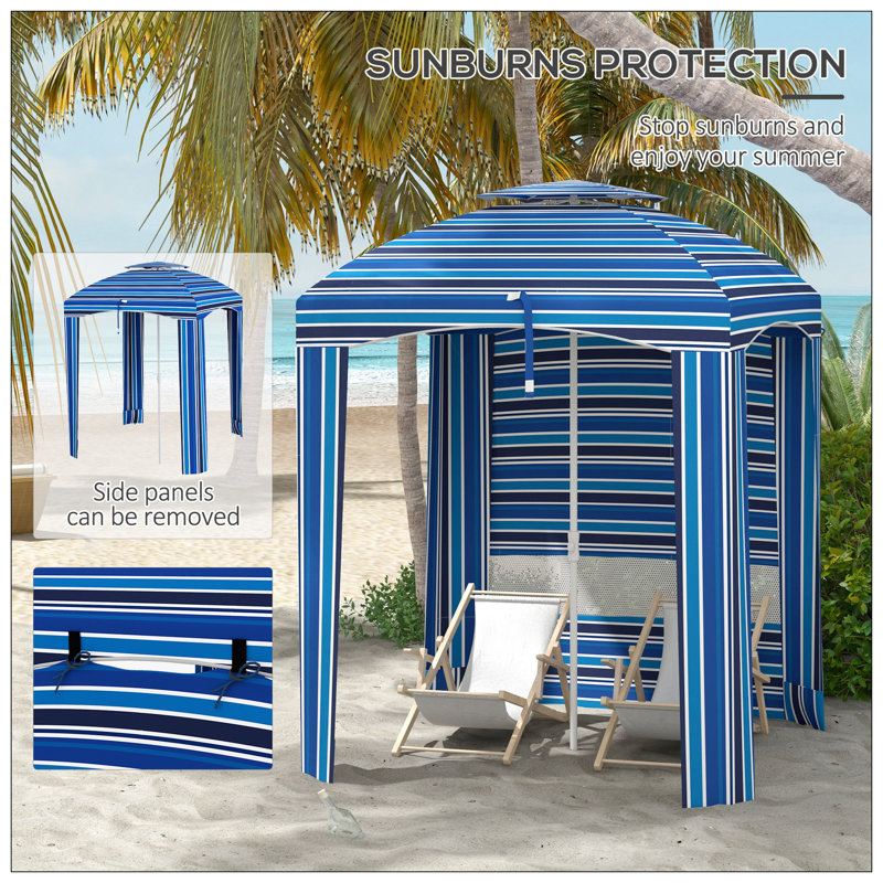 Parasol de plage portatif 5,8 pi x 5,8 pi, Bleu