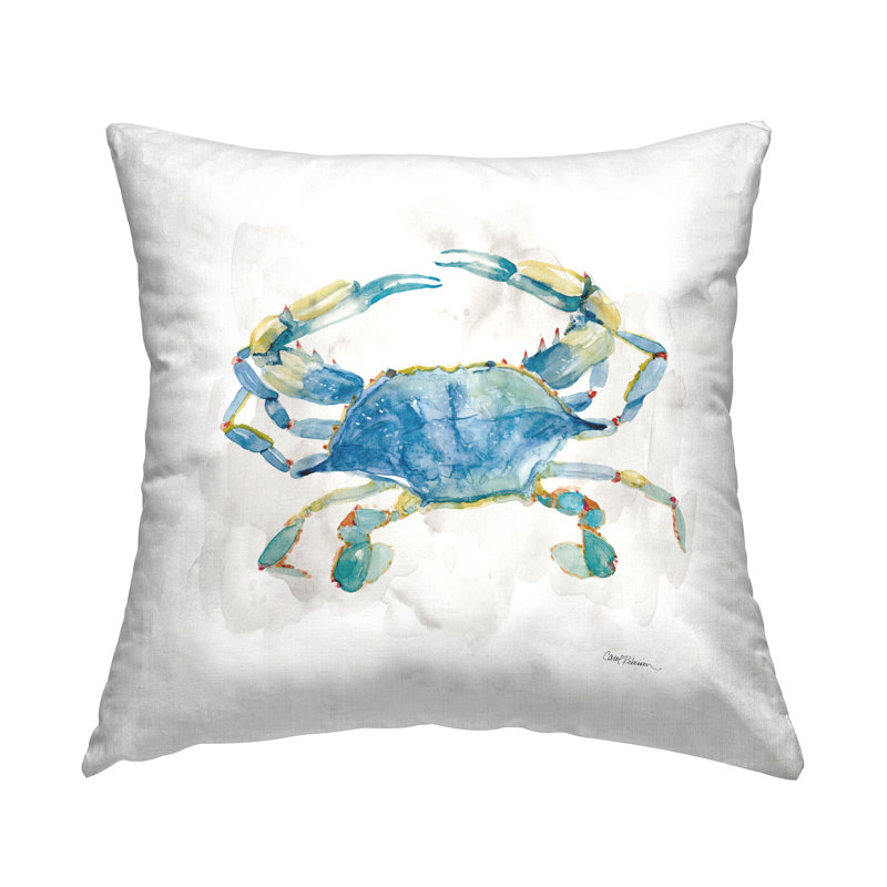 Blue Crab Marine Life Printed Throw Pillow By Carol Robinson