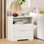 Table de chevet cannelée avec station de charge, lumière DEL à commande vocale, table de chevet avec tablette et armoire-854234197