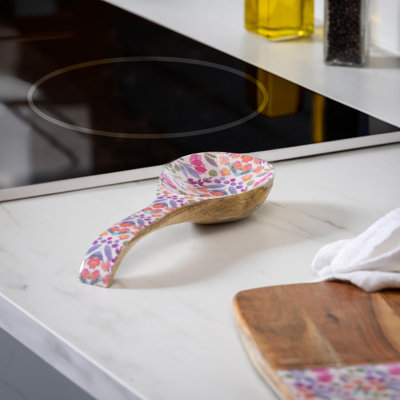 Pink Petals Wooden Spoon Rest