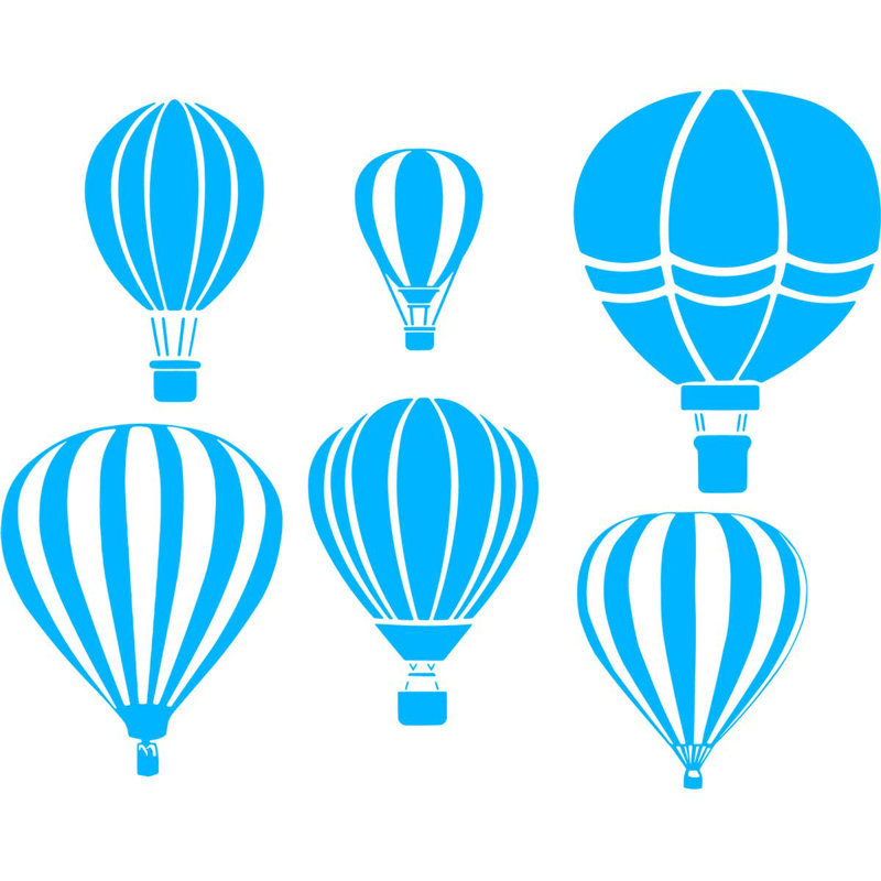 Adhésif décoratif montgolfière Westphalia (ensemble de 6), Bleu ciel