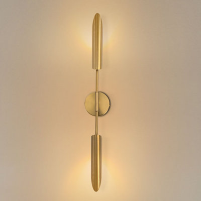 Dual-Head Unique Gold Wall Sconce