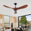 Ventilateur de plafond en bois naturel avec télécommande, 52 po sur 3 pales, moteur CC réversible à 6 vitesses pour une utilisation intérieure et extérieure