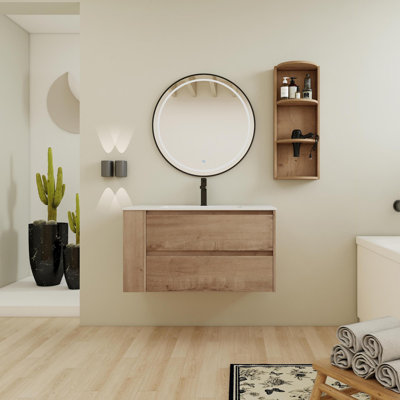Meuble-lavabo mural 36 po avec lavabo et armoires latérales 36 po