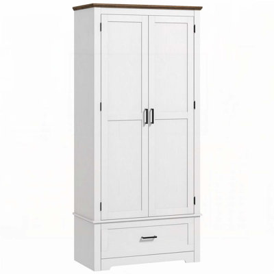 Armoire de rangement 69 po de style campagnard autoportant 69 po avec 2 portes, un tiroir et des tablettes réglables