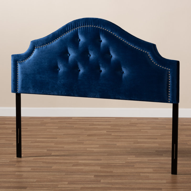 Miccah Upholstered Velvet Panel Headboard, Queen, Royal Blue