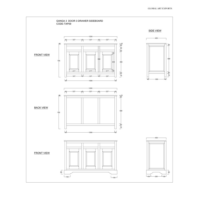 Lola 120cm Solid Wood Sideboard