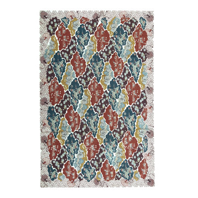 Tapis ivoire et multicolore noué à la main de haute qualité