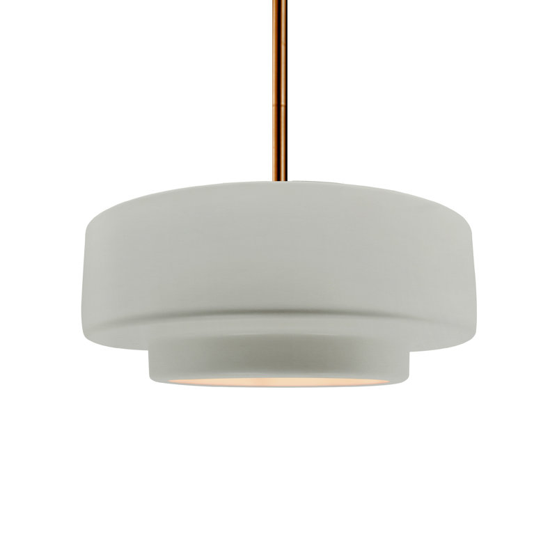 Luminaire suspendu à 1 lumière Meydan, Bisque / laiton, H 5,25 po x l 14,5 po x P 14,5 po, Laiton brossé