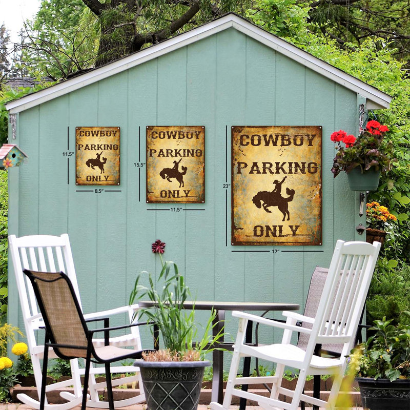 Enseigne Jankell Cowboy, H 15,5 po x l 11,5 po x P 0,04 po