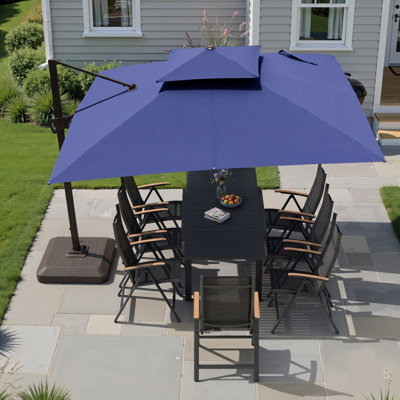Sil 11' x 9'  Rectangular Patio Umbrella, Counter Weights Base Included