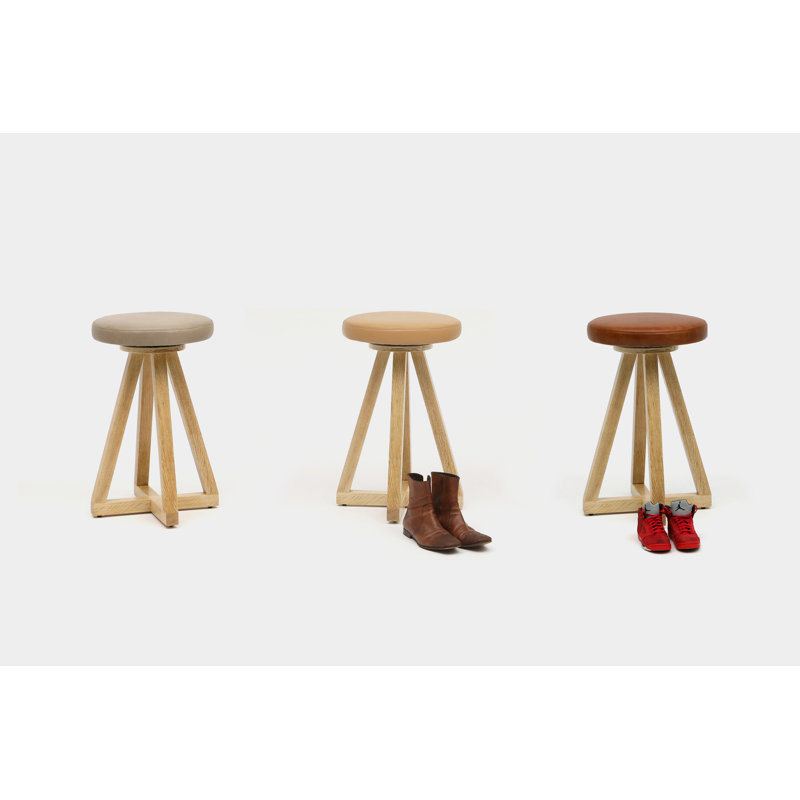 Artless Swivel Upholstered Counter Stool with Solid Wood Frame, Cashmere, Bleached White Oak, No Ring