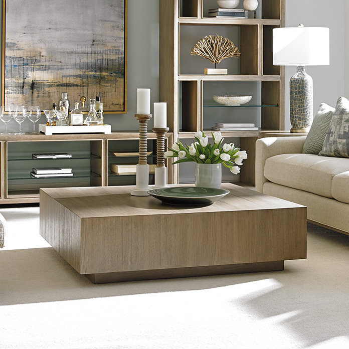 Gray Elm Veneer Square Wood Cocktail Table