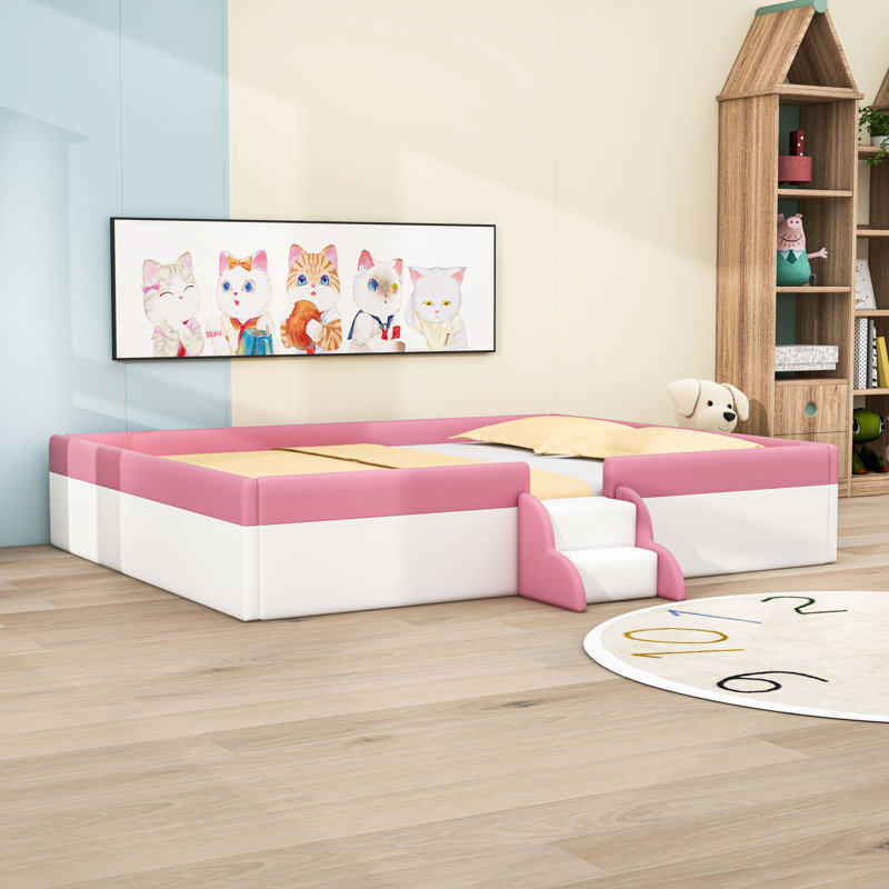 Wooden Upholstered Daybed with Stairs and Slats, King