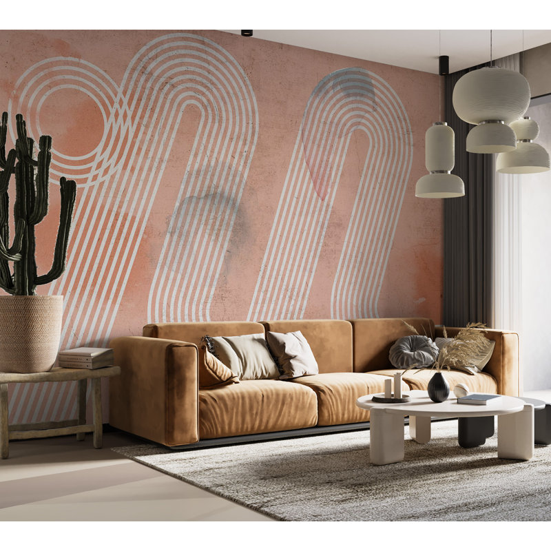 Murale abstraite pelez et collez - Lignes géométriques esthétiques, L 82 po x l 115 po